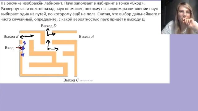 На рисунке изображён лабиринт. Паук заползает в лабиринт в точке «Вход». смотреть онлайн
