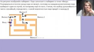 На рисунке изображён лабиринт. Паук заползает в лабиринт в точке «Вход».