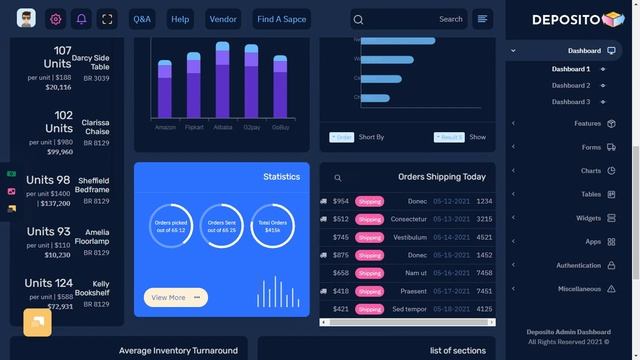 Warehouse Bootstrap Admin Templates Dashboard with RTL Dark Theme смотреть онлайн
