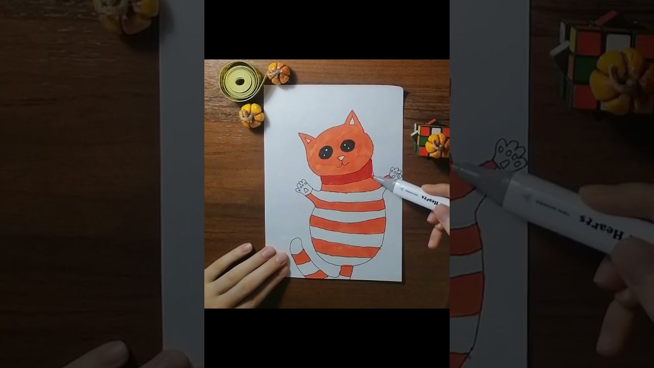 смешной котик #арт #рисование_маркерами #хочувреки #котики #subscribe смотреть онлайн