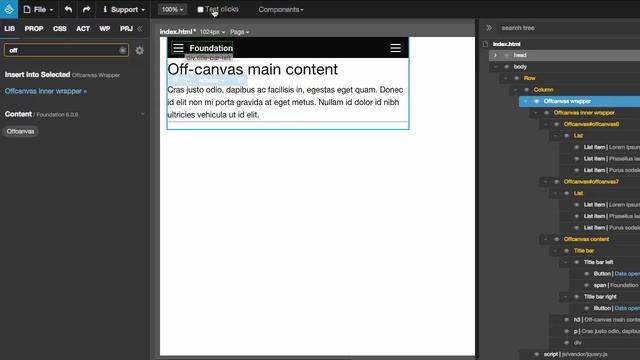 Offcanvas - Working with Foundation in Pinegrow смотреть онлайн