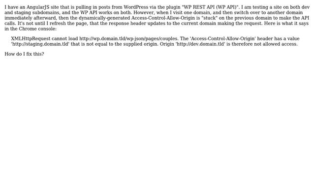 Wordpress: WP REST API Access-Control-Allow-Origin response is cached смотреть онлайн