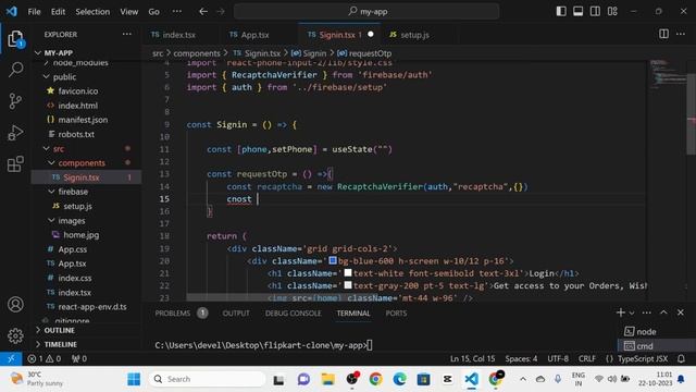 Part 2 | Flipkart clone | React JS, Typescript, Tailwind CSS | Sign In, Country code, Firebase смотреть онлайн