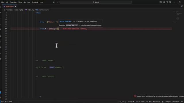 Array Pad Function in php смотреть онлайн