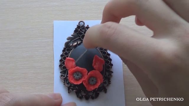 Делаем кулон "Маки". Making pendant "Poppies". смотреть онлайн