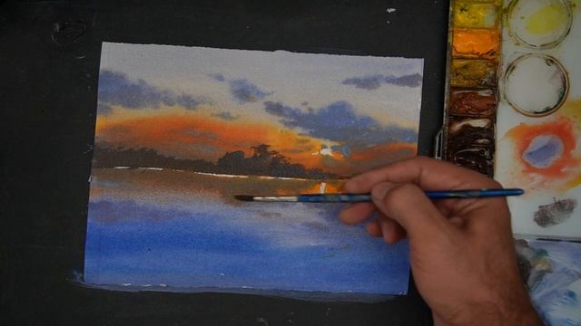 How to paint cloudy sky in watercolor painting смотреть онлайн