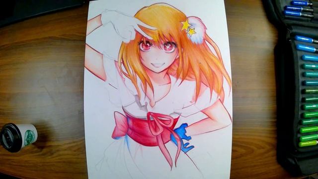 Coloured pencil drawing of Ruby Hoshino - Oshi No Ko | AnthaArts| смотреть онлайн