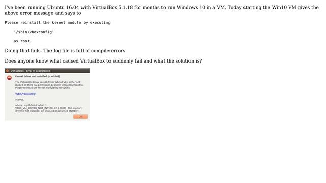VirtualBox suddenly gives "Linux Kernel driver (vboxdrv) is either not loaded ..." смотреть онлайн
