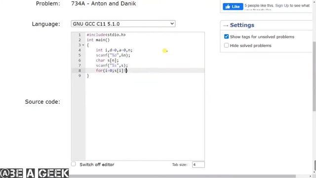 Anton and danik codeforces solution in c @ BE A GEEK | Hindi | | Algorithm | | 734A | смотреть онлайн