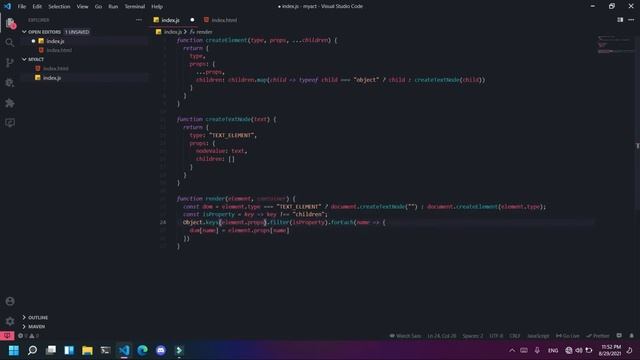 createElement and render functions смотреть онлайн