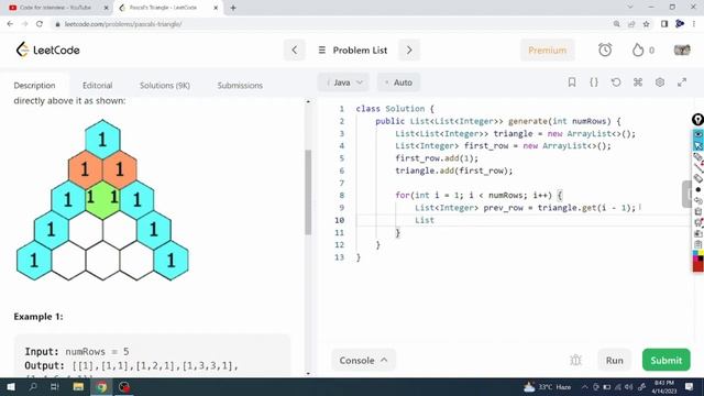 LeetCode Problem: 118. Pascal's Triangle | Java Solution смотреть онлайн