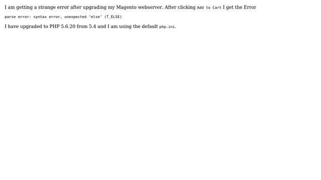Magento: parse error: syntax error, unexpected else (T_ELSE) смотреть онлайн