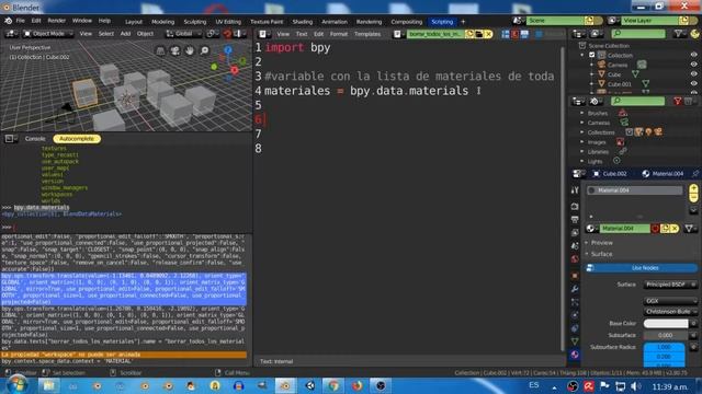 Blender 2.8 usando PYTHON para borrar materiales de muchos objetos смотреть онлайн