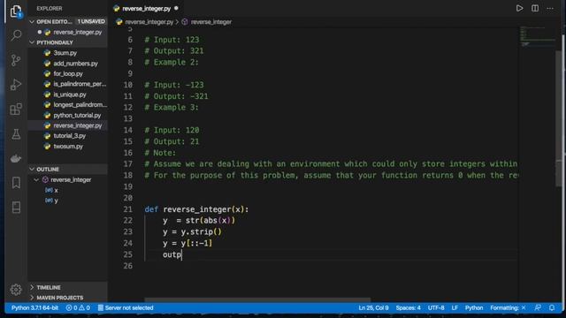 Leetcode: Reverse integer python solution смотреть онлайн