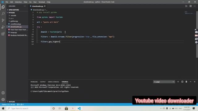 How to download youtube video || python tutorials || python program to download youtube video смотреть онлайн