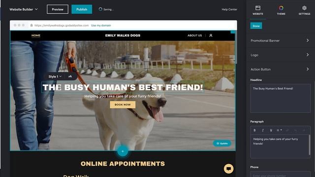 Editing Text in the Header of Your GoDaddy Website - Website Builder Demo смотреть онлайн
