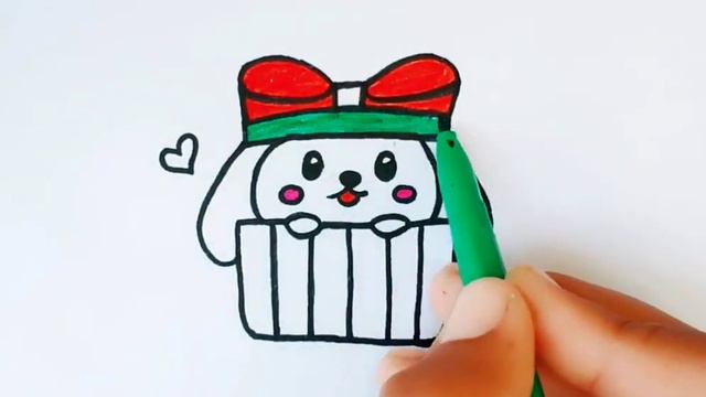 How to draw a easy bunny present drawing | Easy christmas present drawing step by step | Info plane смотреть онлайн