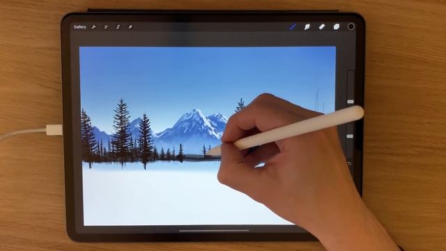 IPAD PAINTING TUTORIAL - Mountain and tree landscape art in Procreate смотреть онлайн