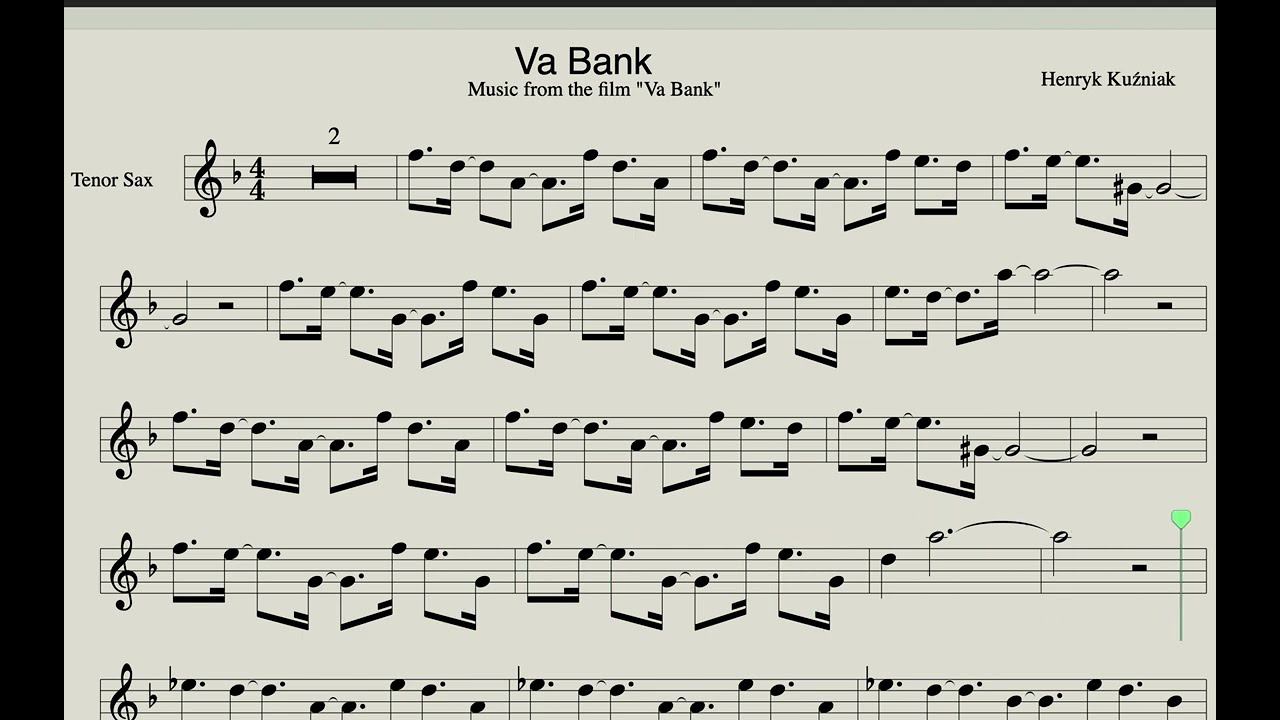 Va Bank (Ва-Банк) Sheet Music for Tenor Saxophone (Backing track inc.) смотреть онлайн