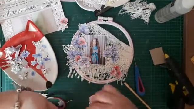 МК онлайн Панно на пяльцах скрапбукинг