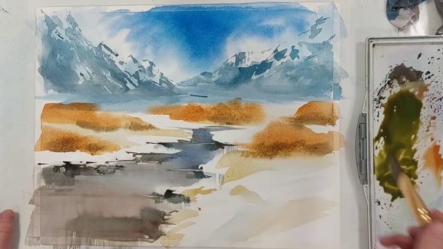 Весна в горах, запись мастер-класса по акварели смотреть онлайн