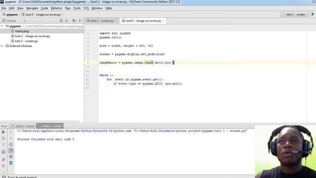 PyGame Tutorial fr 2 image sur ecran смотреть онлайн