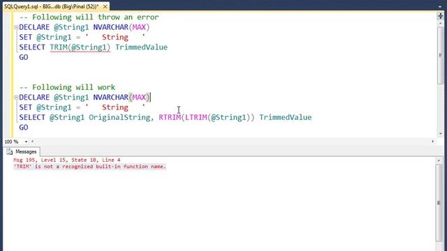 Trim Function in SQL Server - SQL in Sixty Seconds #040 смотреть онлайн
