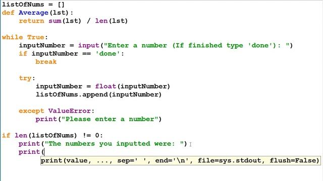 Output Average From User-Inputted Numbers | Python смотреть онлайн