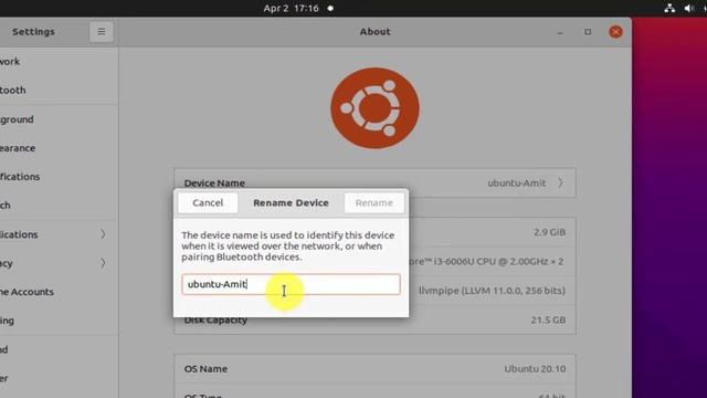How to Rename device name on Ubuntu 20.10 смотреть онлайн