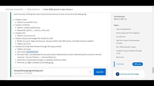 SOQL for Admins : Create SOQL queries in Apex class: Create a for loop to iterate through SOQL quer смотреть онлайн