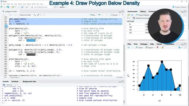 polygon() Function in R (6 Examples) | Frequency & Density Plot | Color Range & Between Densities смотреть онлайн