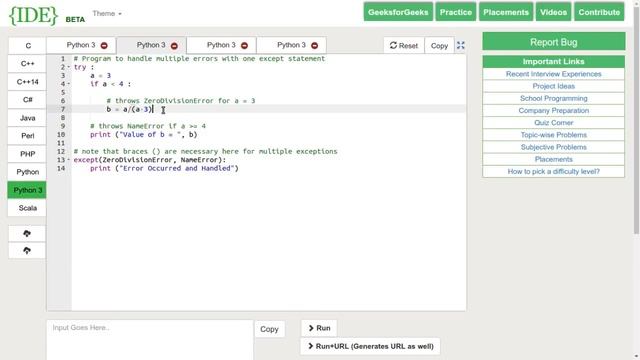 Python Programming Tutorial | Exception Handling in Python | GeeksforGeeks смотреть онлайн