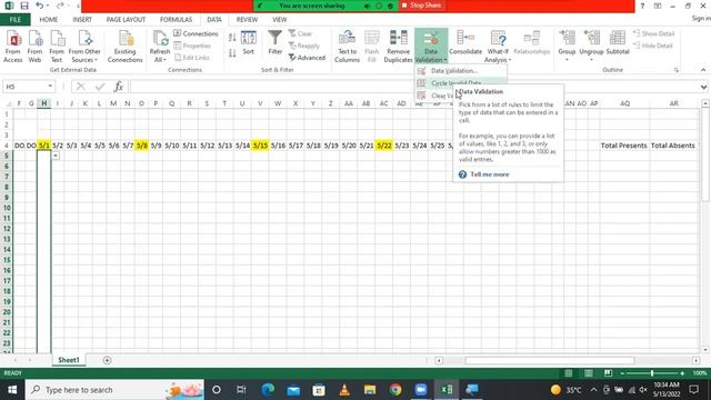 Data validation list & Applying Count If formula in MS Excel. смотреть онлайн