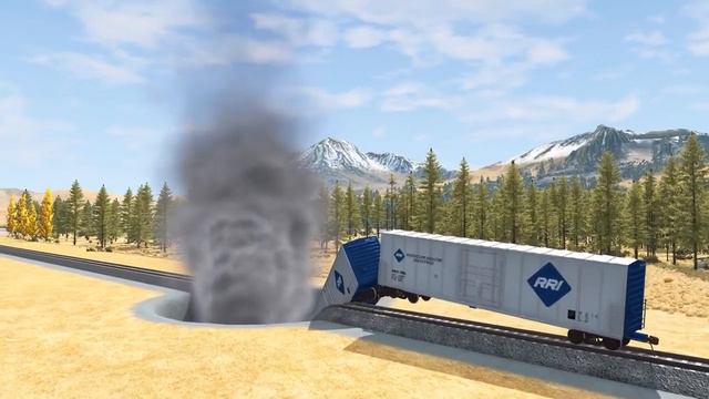 Train vs Giant Pit/ beamng drive/ RISK GAME смотреть онлайн