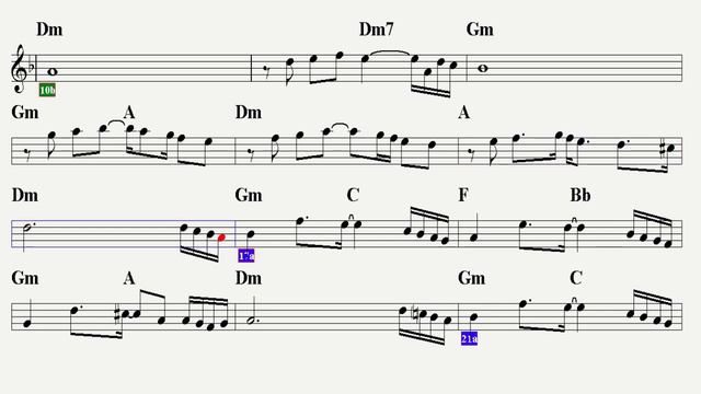 YALANCI BAHAR--Dm--(Play Along)--:Guitar,Keyboard,Violin,Flute,Melodica,Ukulele,Recorder.