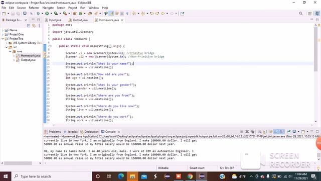 Java Class Two Assignment - Output, Input, Variable, Print, Println смотреть онлайн
