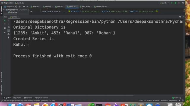 Creating Series using Dictionary| Updating Index| Chapter 1- Python Pandas XII I.P. смотреть онлайн