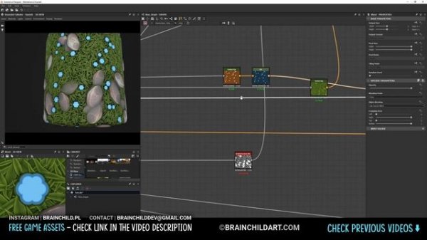 Fantasy PBR Stylised Grass, rocks & flowers (Substance Designer) Game-ready textures
