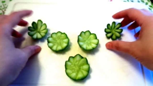 10 LIFE HACKS HOW TO MAKE CUCUMBER FLOWER GARNISH DESIGN & ART IN CUCUMBER - VEGETABLE CARVING смотреть онлайн