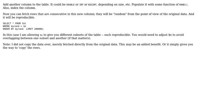 How to create a database that is a randomized subset of another db (mysql)? (2 Solutions!!) смотреть онлайн