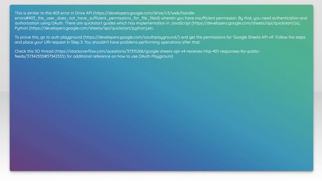 Error 403 on Google Sheets API смотреть онлайн