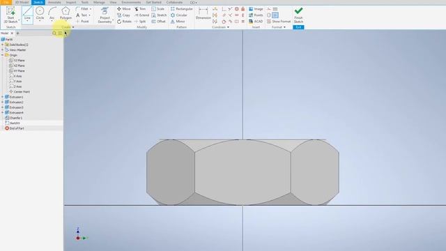 3D Modelling a Nut on Autodesk Inventor 2021 смотреть онлайн