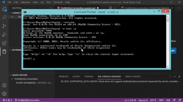 FIX ERROR: Client does not support authentication protocol requested by server