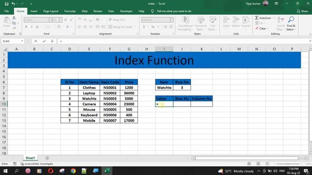 Index Function | Ms Excel Index Function смотреть онлайн