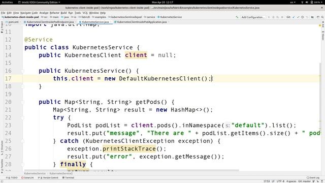Accessing Kubernetes API from within a Pod using Fabric8 Kubernetes Java Client смотреть онлайн