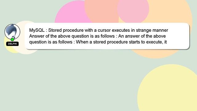 MySQL : Stored procedure with a cursor executes in strange manner смотреть онлайн