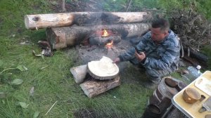 39 Серия На Костре Жарим Мясо в Тайге на Таежная Печь