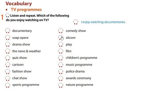 7 Grade Module 6 Vocabulary TV Programmes