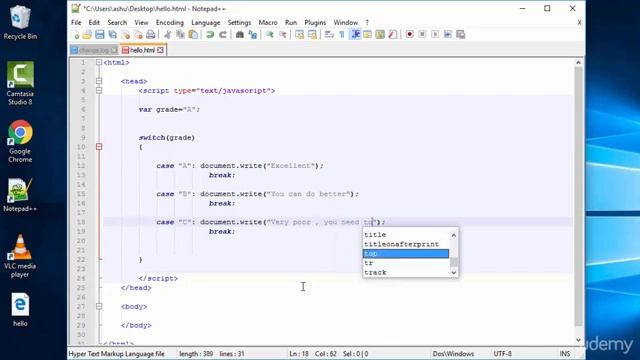 18. Using Switch | Javascript Beginners Tutorial смотреть онлайн