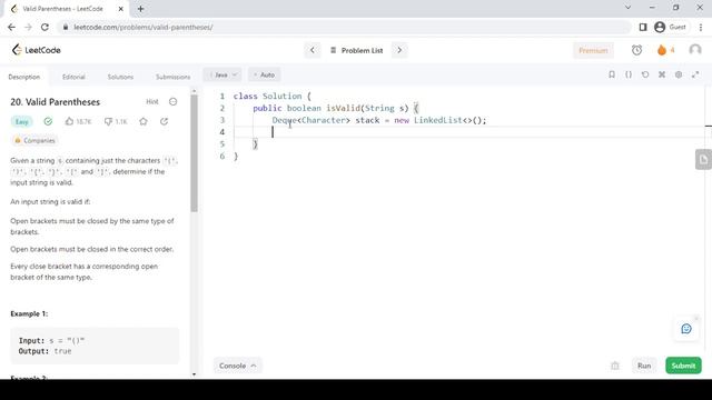 Valid Parentheses смотреть онлайн